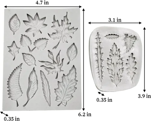 Vista 4 de 2 piezas de moldes de silicona en forma de hoja, molde de fondant para pastel con forma de hojas de árbol, molde 3D único para chocolate, caramelo