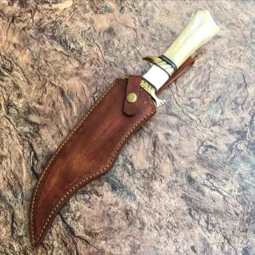 Vista 6 de Poshland RG-44 Cuchillo de caza de acero de Damasco hecho a mano - Mango magnífico