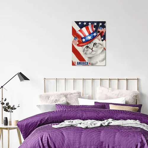 Vista 6 de Nxwdwqa Impresiones en lienzo estadounidenses personalizadas con fotos de tu mascota, arte de pared de lienzo americano personalizado, carga tu foto
