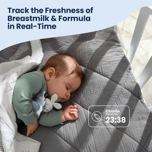 Vista 2 de Veba Smart Baby Bottle Monitor® [COMO SE VISTO EN Shark Tank], rastreador inteligente de leche, esenciales para la alimentación del bebé