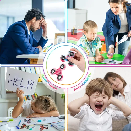 Vista 6 de SCIONE Paquete de 24 juguetes giratorios para la ansiedad, juguetes para aliviar el estrés, regalos de fiesta para niños y adultos, cumpleaños