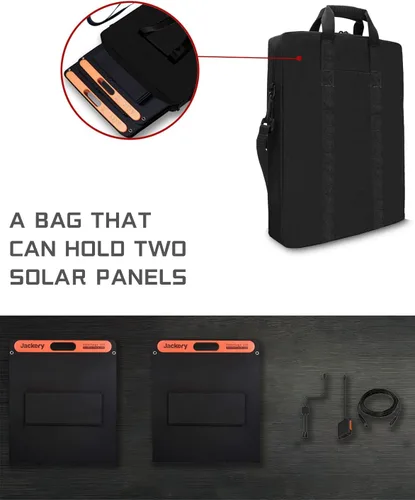 Vista 2 de Bolsa acolchada para panel solar, para panel solar Jackery de 100 vatios, diseño de doble capa, puede contener 2 paneles de batería.