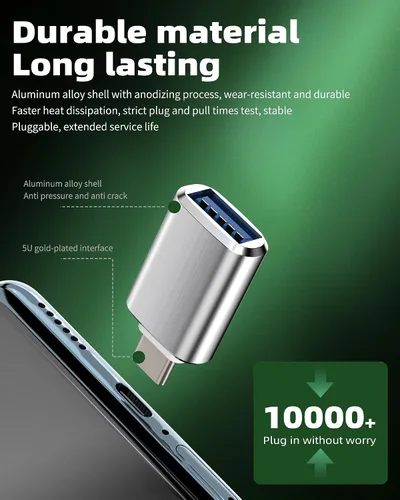 Vista 6 de Adaptador USB C OTG (paquete de 2) convertidor USB-A a tipo C para MacBook, para iPad, para iPhone 15/16 Pro Max, transferencia de datos, conexión