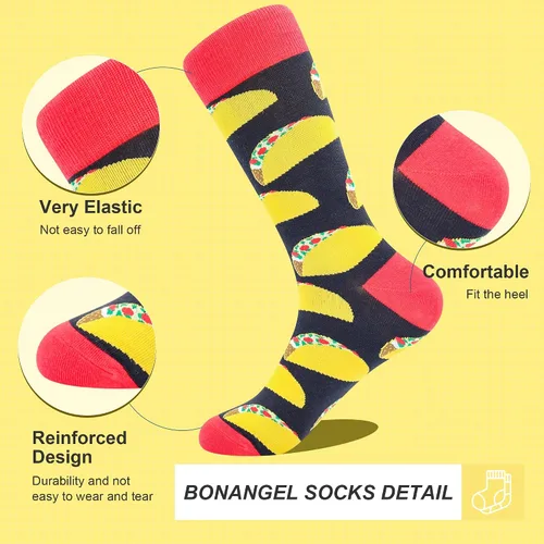Vista 7 de BONANGEL Calcetines de vestir divertidos para hombre, coloridos y divertidos, calcetines locos, regalos para hombres