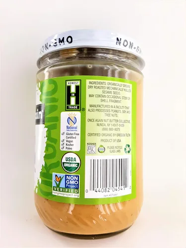 Vista 4 de Once Again Tahini de sésamo natural, sin sal, sin azúcar, tarro de 16 onzas, el embalaje puede variar