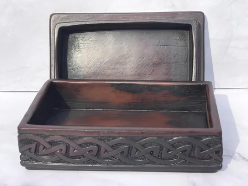 Vista 4 de Caja de abalorios de elefante con tapa para recuerdos de joyería, decoración familiar de elefantes Feng Shui, escultura de resina marrón de 6