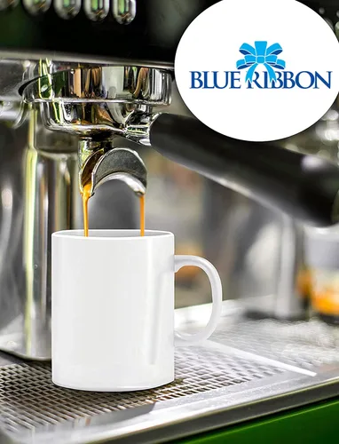 Vista 2 de BLUE RIBBON Taza de café en blanco de sublimación blanca hecha de cerámica, (11 onzas), viene con caja de regalo y soportes de espuma, paquete de 2
