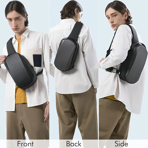 Vista 7 de BANGE Bolso bandolera impermeable para senderismo y viajes, mochila cruzada de protección segura