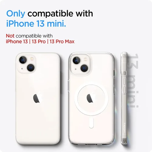 Vista 2 de Spigen Funda para iPhone 13 Mini, ultra híbrida MagFit [antiamarilleo] [compatible con Magsafe] - Transparente