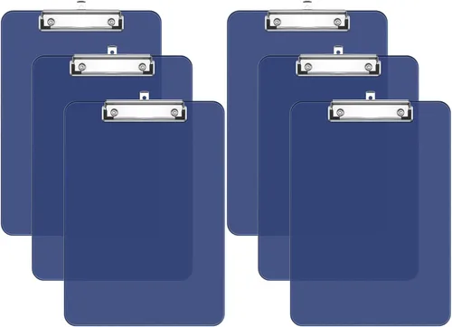 Vista 11 de Rimilak Portapapeles de plástico con clip de metal de perfil bajo, tablero translúcido, 12.5 x 9 pulgadas tamaño carta, suministros de oficina, Negro