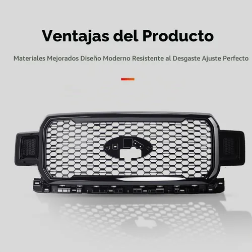 Vista 3 de Parrilla de parachoques delantera en forma de panal compatible con Ford F150 2018-2020 Agate Black, reemplazo para JL3Z8200SL