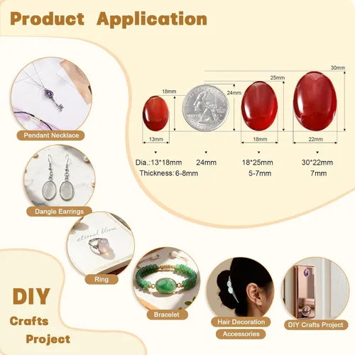 Vista 2 de mookaitedecor 12pcs Oval Cabujón Piedra Preciosa CAB Flatback Stone para la fabricación de joyas