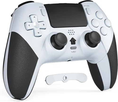 Vista 10 de CHEREEKI Controlador inalámbrico para PS4 con 2 botones macro, audio de 3.5mm y función Turbo, control de movimiento de 6 ejes, vibración dual