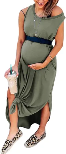 Vista 7 de ANRABESS - Vestido largo, informal y holgado para mujer, sin mangas, con bolsillos y abertura, para playa