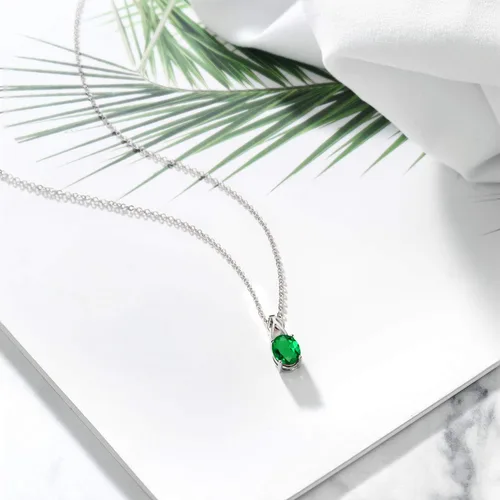 Vista 29 de Gem Stone King Collar de plata de ley 925 con piedra natal ovalada de 0.354 x 0.276 in Collar con colgante solitario para mujer Con cadena