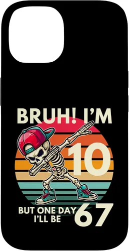 Vista 4 de Bruh I'm 10 But One-Day I'll Be 67 Retro 10th Birthday Kids Case for iPhone 17