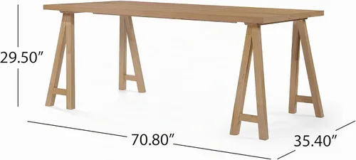 Vista 4 de Christopher Knight Home Benson Mid-Century Modern - Juego de comedor de 7 piezas, color beige claro y roble natural