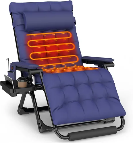 Vista 12 de Slendor Heated Oversized Zero Gravity Chairs 33In, XXL Lounge Chair, Black Negro