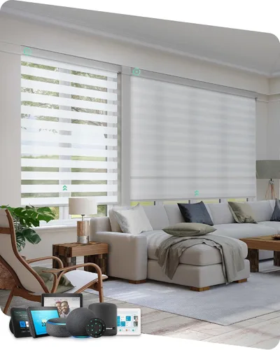 Vista 8 de Yoolax Persianas motorizadas con control remoto, persianas eléctricas de cebra para ventanas de interior, oscurecimiento de habitación inteligentes