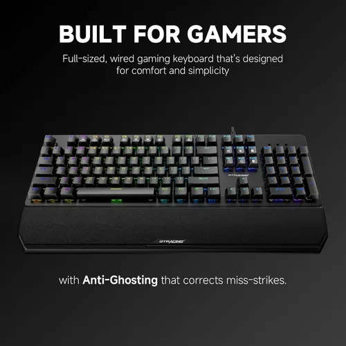 Vista 3 de GTRACING Mechanical Gaming Keyboard Typewriter with Wrist Rest, RGB Lighting, Tactile Mechanical Switches, Programmable Macro Keys for Laptop MAC PC