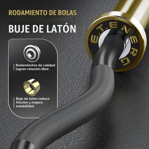 Vista 3 de 47” Solid Steel Olympic Curl Bars, 700LB Oro y negro-capacidad de 700 libras