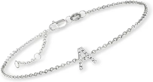 Vista 6 de RS Pure by Ross-Simons Diamond-Accented Single-Initial Bracelet in Sterling Silver