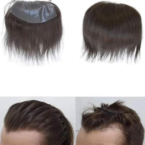 Vista 14 de Voloria Tupé de cabello humano 100 % de piel sintética para hombre, peluca frontal para retroceso, sistemas de reemplazo de línea capilar natural