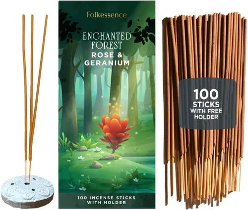Vista 11 de Folkulture Varillas de Incienso - Juego de 100 con Soporte Varillas de Incienso Navideñas para Meditación, Espiritual, Limpiar Energía Negativa
