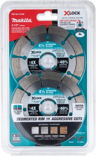 Vista 7 de Makita E-07200 X-Lock 4-1/2" Hoja de diamante segmentada para corte de mampostería, 2/pk