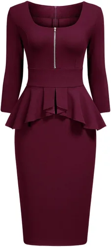 Vista 4 de Miusol - Vestido de mujer estilo retro con cuello cuadrado y volantes