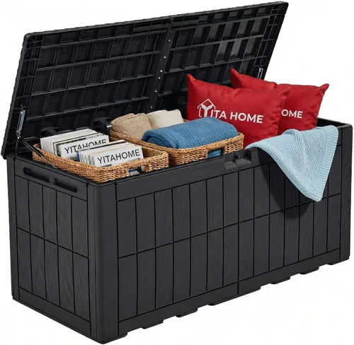 Vista 22 de YITAHOME Juego de 2 cajas de cubierta de 31 galones Negro