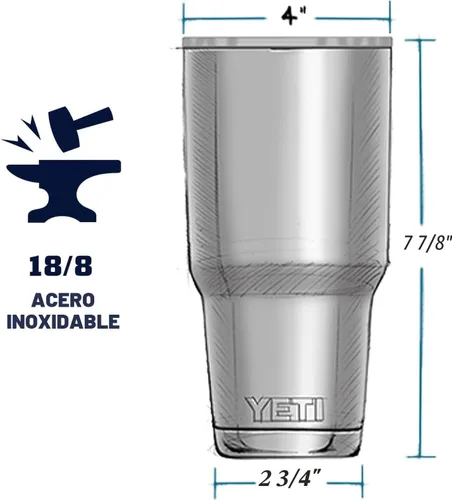Vista 2 de YETI Rambler - Vaso de 30 oz de acero inoxidable con aislamiento al vacío con tapa MagSlider, color blanco