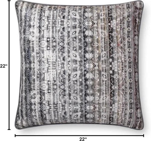 Vista 2 de Loloi Solo funda y almohada con cierre de cremallera, 22 x 22 pulgadas, color gris