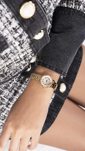 Vista 5 de GUESS Reloj para mujer de 1102in correa de tono dorado esfera blanca Tono dorado