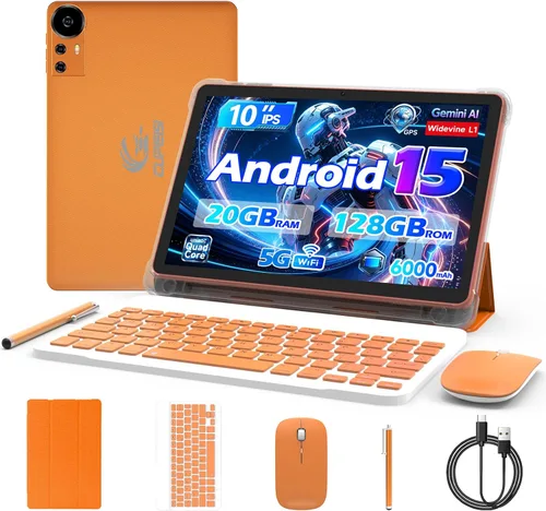 Vista 9 de CUPEISI Tablet Android 16 de 10 pulgadas, 20 GB de RAM+128 GB de ROM/2 TB expandible, procesador octa-core de 2.0 GHz, pantalla HD de 1280 x 800