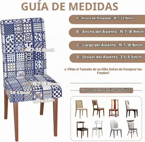 Vista 3 de Fundas para sillas de comedor CoSofSLIP, juego de 2, fundas estampadas elásticas antideslizantes, fundas extraíbles y lavables para sillas