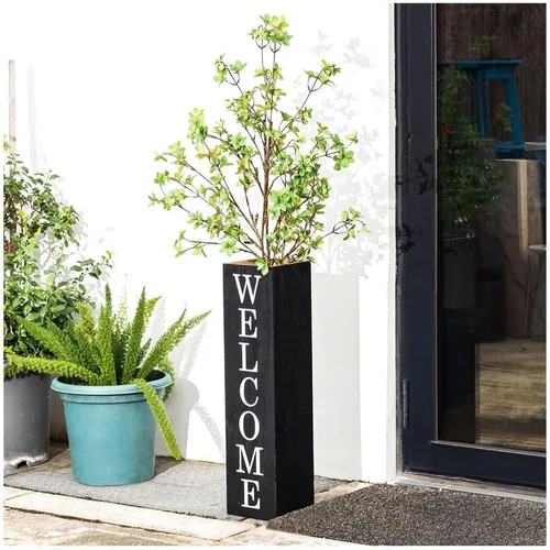 Vista 11 de Glitzhome Letrero de madera de bienvenida de 30 pulgadas de alto, rústico de doble cara en forma de caja "Welcome Home, Home" para decoración