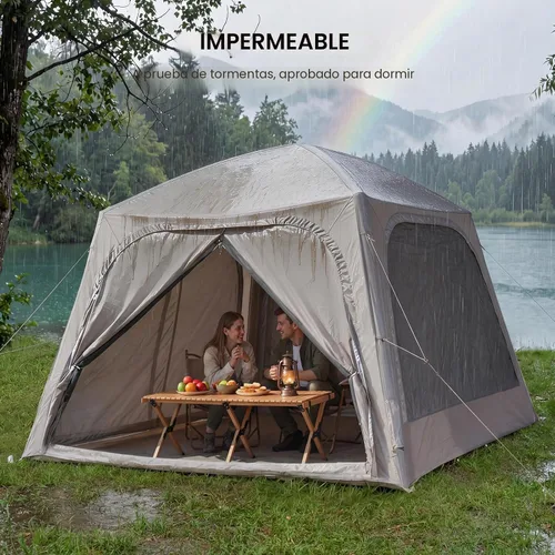 Vista 6 de Inflatable Tents for Camping, Blow Up Tent with Hand Pump, Easy Setup Inflatable Hot Tent with Stove Jack, Waterproof Oxford Air Glamping Tents for