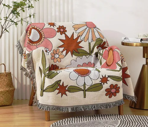 Vista 25 de Luxlovery Manta Aztec Boho Sherpa estilo navajo del suroeste, ligera y cálida, 35 x 59 pulgadas, color óxido de calabaza Aima