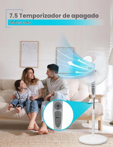 Vista 6 de BLACK+DECKER Ventilador de pie de 18 pulgadas con base de pedestal, ventilador de pedestal de altura ajustable con control remoto y panel de control