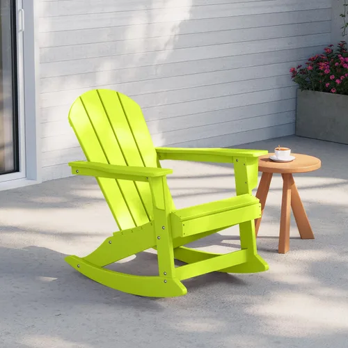 Vista 21 de WestinTrends Silla mecedora Malibu de poliéster para exterior/patio Adirondack, Negra