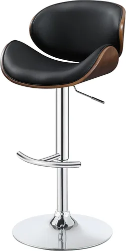 Vista 5 de Coaster Home Furnishings Taburete de bar ajustable negro y nogal 20.75 pulgadas de profundidad x 20.25 pulgadas de ancho x 37.5 pulgadas de alto