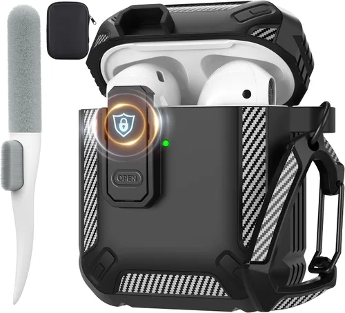 Vista 50 de Maxjoy Funda para AirPods Pro 3 2025, MagSafe compatible con bloqueo automático, funda protectora a prueba de golpes con soporte para teléfono
