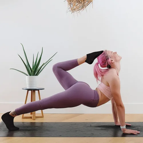 Vista 4 de 5 pares de calcetines de pilates, calcetines de yoga con agarres para mujer, antideslizantes, pilates, entrenamiento, barra pura, ballet, danza