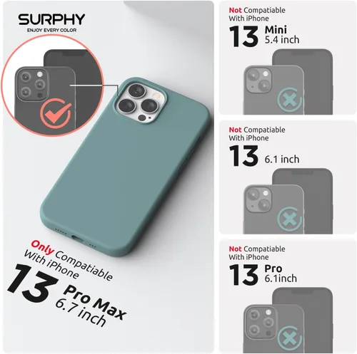 Vista 2 de SURPHY Funda magnética diseñada para iPhone 13 Pro Max compatible con MagSafe (6.7 pulgadas versión 2021), funda de silicona líquida con forro