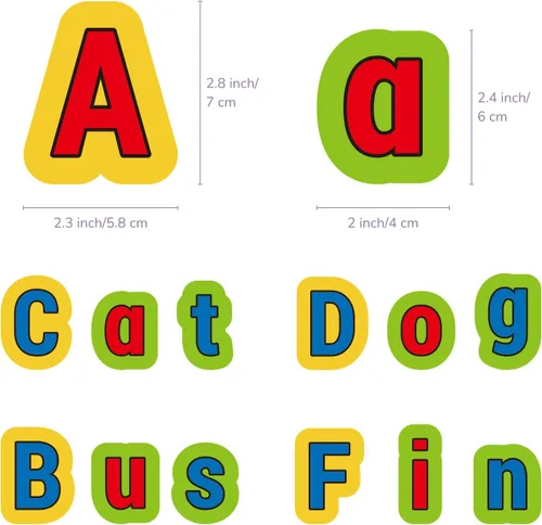 Vista 3 de CHEFAN Letras de Alfabeto de Fieltro, Juguetes de Aprendizaje del ABC, 26 Letras Minúsculas y 26 Letras Mayúsculas de Ortografía