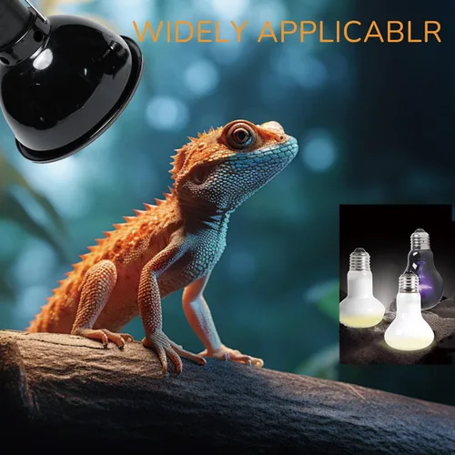 Vista 3 de Lámpara de luz para reptiles, lámpara de calor de cúpula profunda de 5.5 pulgadas máximo de 200 W con reflexión óptica, lámpara UVB para terrarios