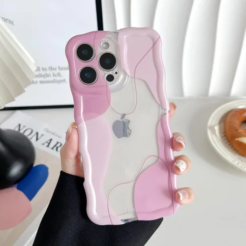 Vista 14 de DEFBSC Funda para iPhone 15 con bonito diseño ondulado, color negro