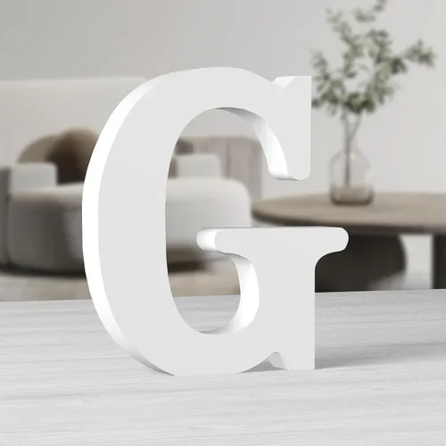 Vista 31 de AOCEAN Letras de madera grandes blancas de 10 pulgadas, letras de madera sin terminar para decoración de pared, letras decorativas de pie