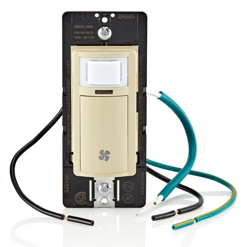 Vista 14 de Interruptor de sensor de humedad Leviton para ventilador de escape de baño, ventilación automatizada, circulación de aire, control de humedad, ¼ HP
